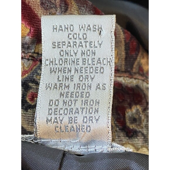 VTG Velvet Blazer XL 90s Y2K Boho Paisley Jacket Gold Burgundy Rayon Silk USA - Picture 16 of 16